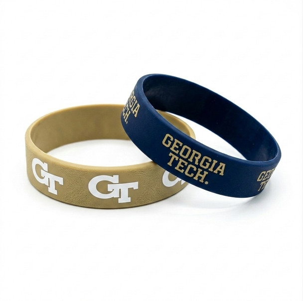 Georgia Tech Wide Wristbands (2 Pack)