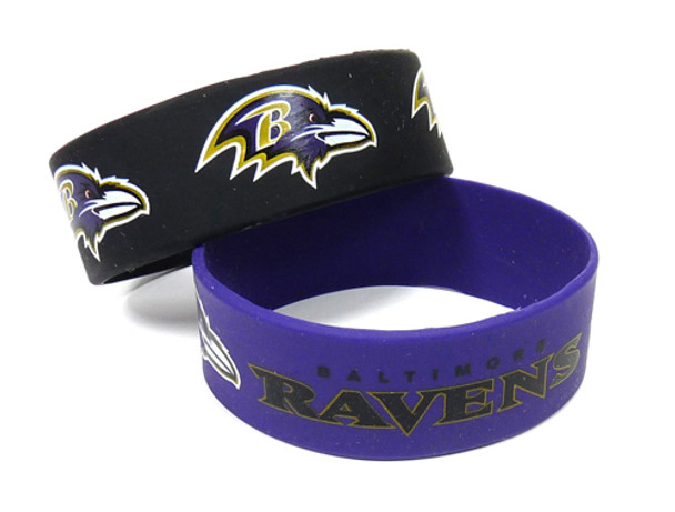 Baltimore Ravens Wide Wristbands (2 Pack)