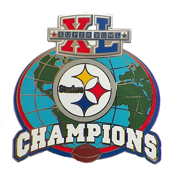 Pittsburgh Steelers Super Bowl XL Champions Globe Pin
