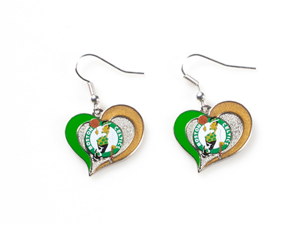 Boston Celtics Swirl Heart Earrings