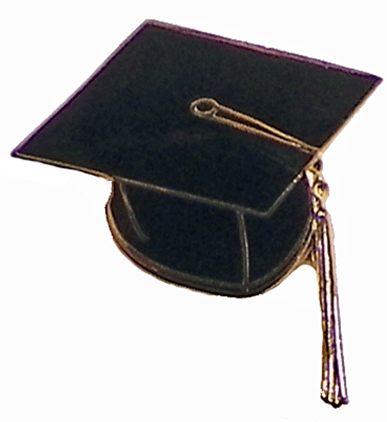 Graduation Cap Lapel Pin - Black