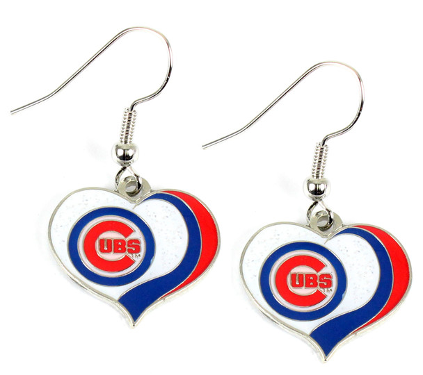 Chicago Cubs Swirl Heart Earrings