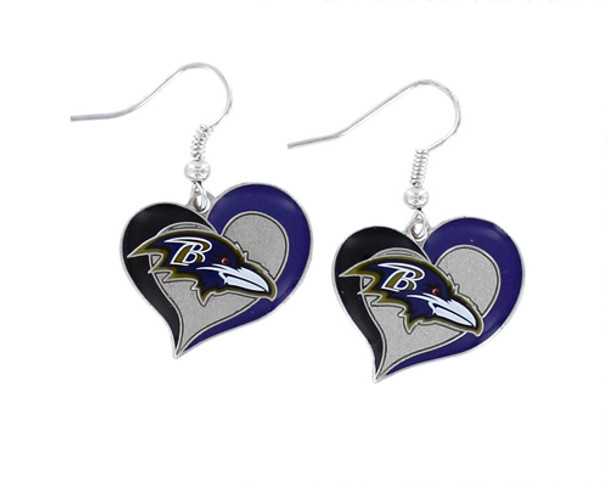Baltimore Ravens Swirl Heart Earrings