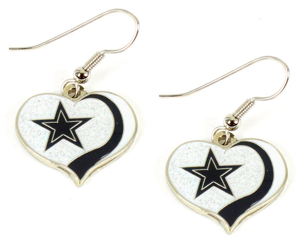 Dallas Cowboys Glitter Swirl Heart Earrings