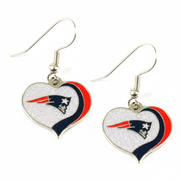 New England Patriots Glitter Heart Earrings New England Patriots Glitter Heart Earrings