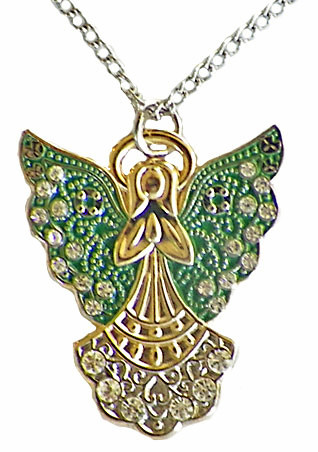 Sandy Hook School Christmas / Holiday Angel Necklace w/ 26 Rhinestones