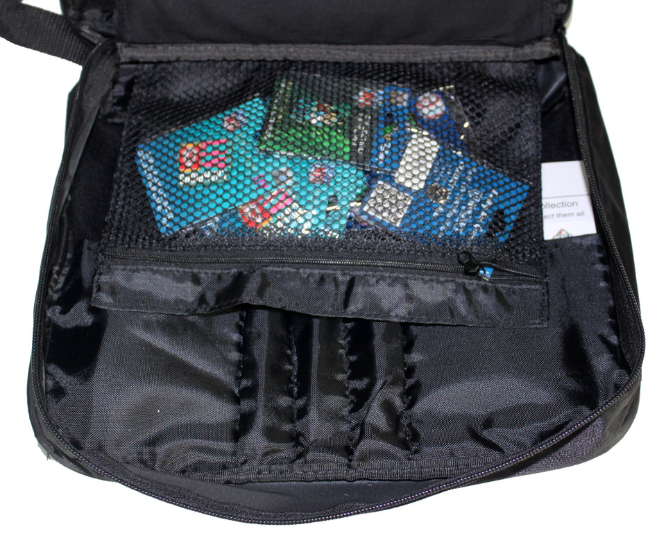 Extra Large Collector Lapel Pin Bag 5 Page Black w/ Blue Piping