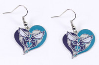 Charlotte Hornets Swirl Heart Earrings