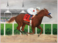 Justify 2018 Triple Crown Winner Painting Pin