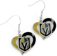 Vegas Golden Knights Swirl Heart Earrings