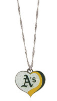 Oakland A's Glitter Heart Necklace