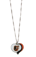 Baltimore Orioles Swirl Heart Glitter Necklace