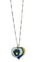 Milwaukee Brewers Glitter Heart Necklace