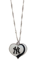 New York Yankees Glitter Heart Necklace