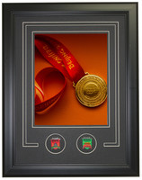 Beijing 2022 Olympics Framed Gold Medal Photo w/ Opening & Closing Ceremony Pins