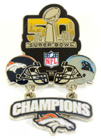 Super Bowl L (50) Oversized Commemorative Pin - Dangler Style