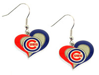 Chicago Cubs Swirl Heart Earrings.