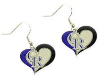 Colorado Rockies Swirl Heart Earrings.