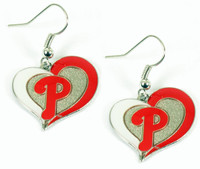 Philadelphia Phillies Swirl Heart Earrings