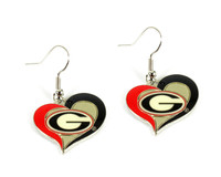 Georgia Bulldogs Swirl Heart Earrings