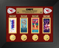 Kansas City Chiefs 4 -Time Super Bowl Champion Deluxe Super Bowl Ticket Collection Gold Coin Photo Mint