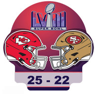 Kansas City Chiefs Super Bowl LVIII Champs w/ Final Score Pin