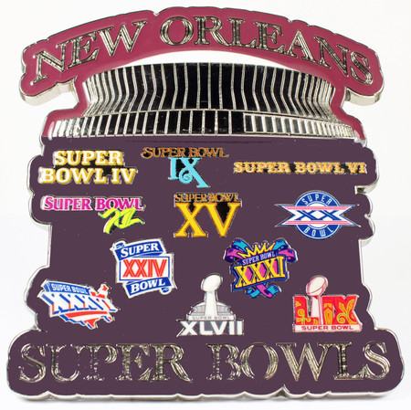記念グッズ 1960s NFL SUPER BOWL CHAMPIONS vintage Super Bowl LIX (59) New Orleans Super Bowl History Stand Pin - 4