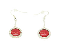 Virginia Tech Team Circle Crystal Dangle Earrings