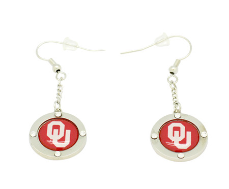 Oklahoma Team Circle Crystal Earrings