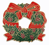 Holiday Wreath Pin - Oversized at 1.5"