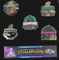 Baltimore Ravens Super Bowl XLVII Champs 5 Pin Collector Set - Ltd 5,000