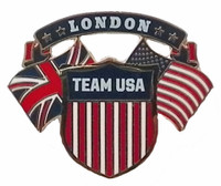 2012 London Olympics Dual Flag Crest Pin