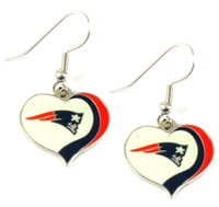 New England Patriots Glitter Heart Earrings