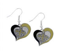 New Orleans Saints Swirl Heart Earrings