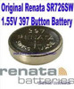Renata 397/396 - SR726 Silver Oxide Button Battery 1.55V - 5 Pack FREE SHIPPING