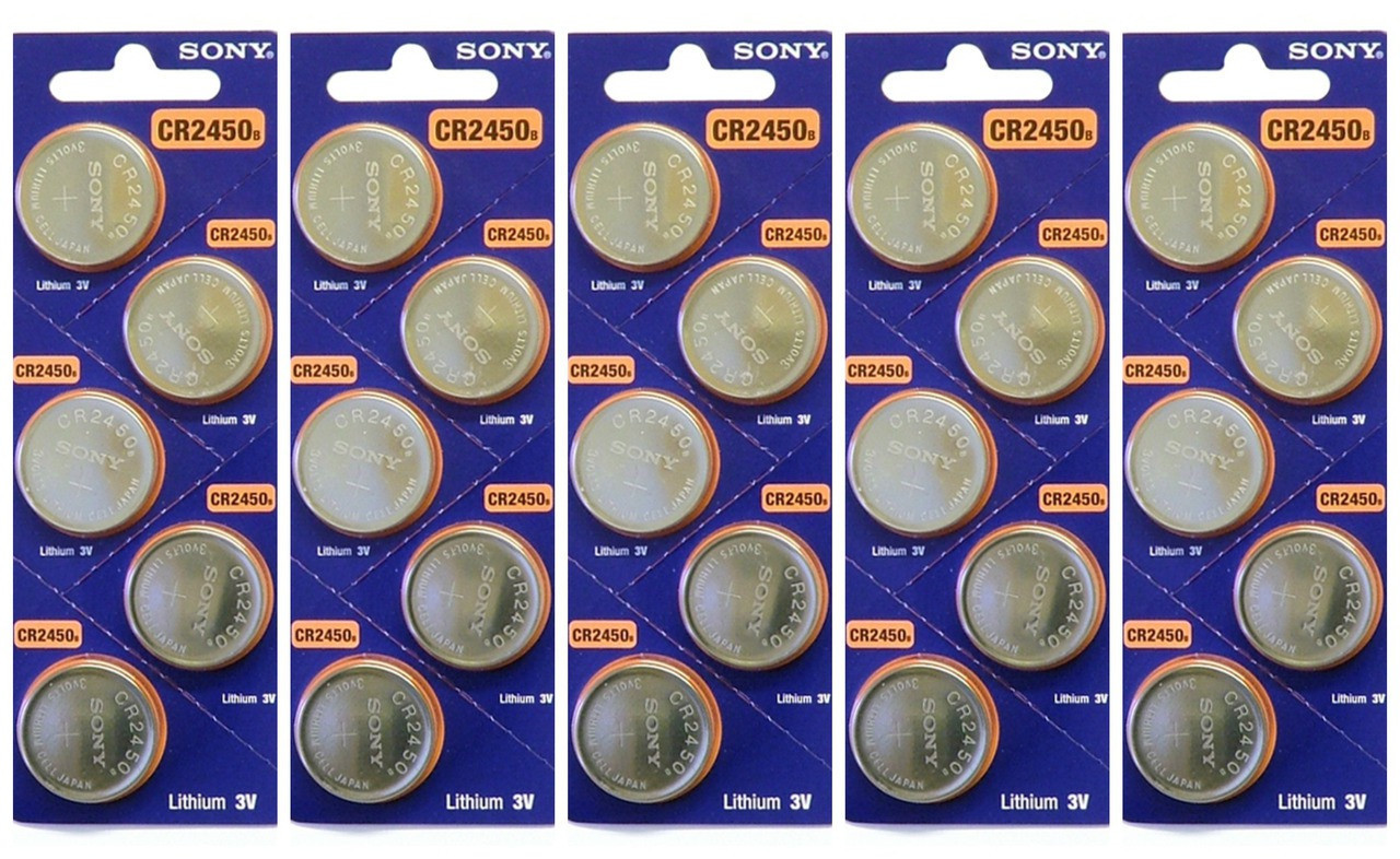 Sony Murata CR2450 3V Lithium Coin Battery - 25 Pack - FREE