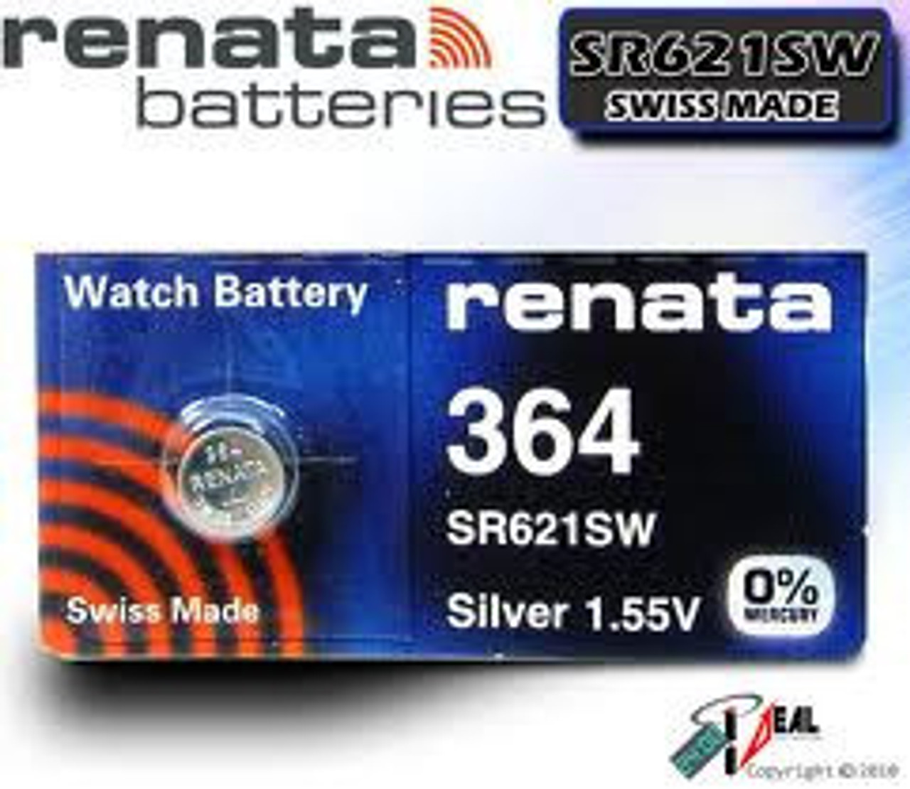 Renata 364 SR621SW 1.55V Silver Oxide Watch Battery