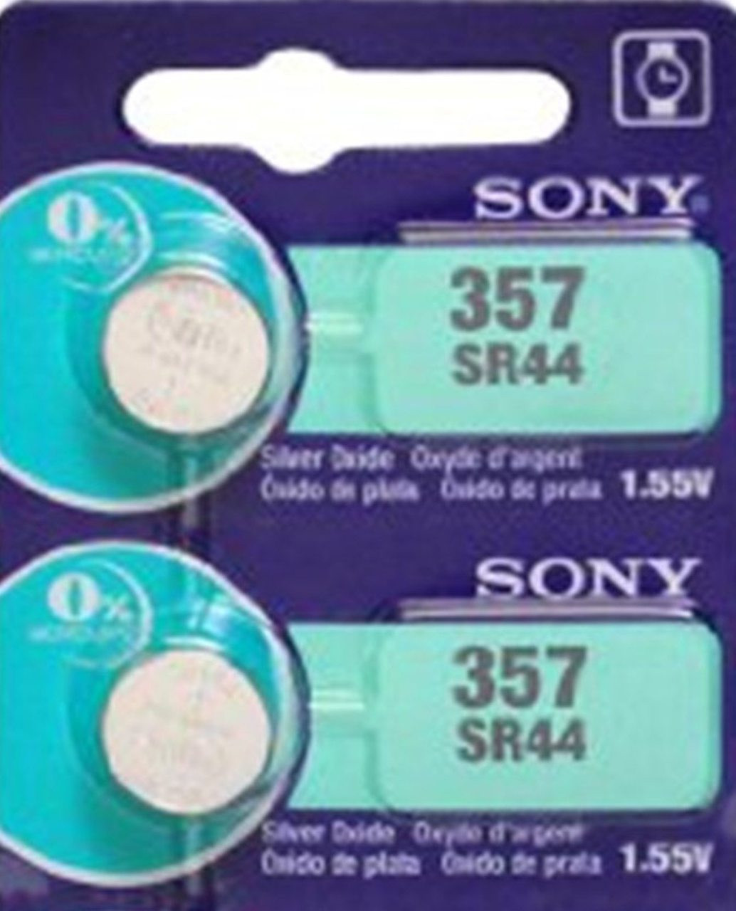 Sony Murata 357/303 - SR44 Silver Oxide Button Battery 1.55V - 2 Pack +  FREE SHIPPING! - Brooklyn Battery Works