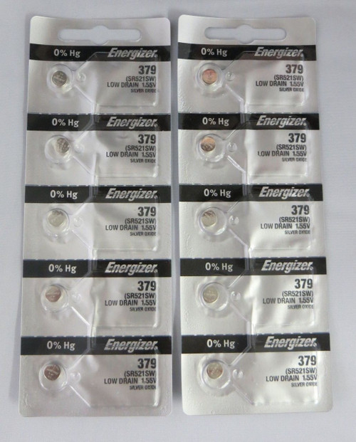 Energizer 379 - SR521 Silver Oxide Button Battery 1.55V - 100 Pack FREE SHIPPING