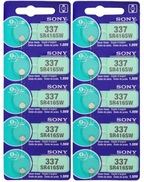 Sony Murata 337 - SR416 Silver Oxide Button Battery 1.55V - 50 Pack FREE SHIPPING