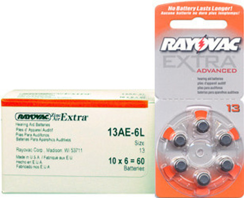 Rayovac 60 PACK Rayovac 13AE Hearing Aid Batteries 10 Wheels 6 Per Wheel FREE SHIPPING