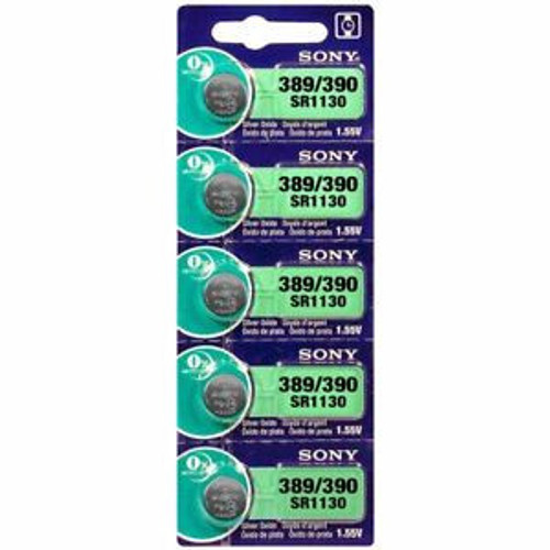 Sony Murata 390/389 - SR1130 Silver Oxide Button Battery 1.55V - 100 Pack FREE SHIPPING