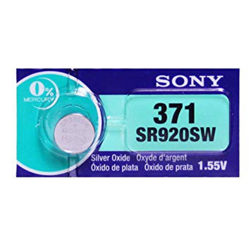 Sony Murata 371 / 370- SR920 Silver Oxide Button Battery 1.55V - 5 Pack FREE SHIPPING