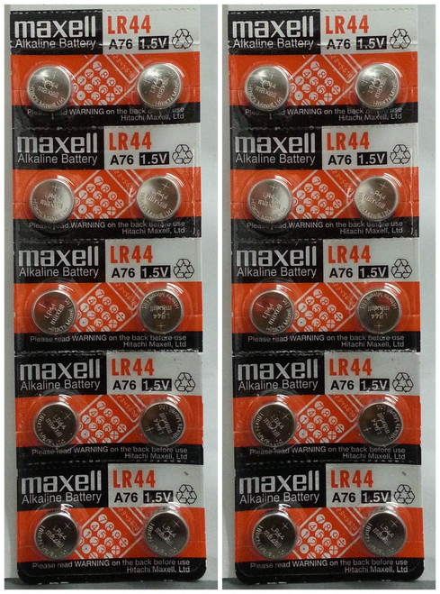 Maxell LR44 - A76 Alkaline Button Battery 1.5V - 20 Pack FREE SHIPPING
