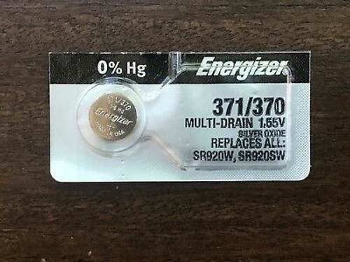 Energizer 371/370 - SR920 Silver Oxide Button Battery 1.55V - 2 Pack FREE SHIPPING