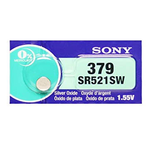 Sony Murata 379 - SR521 Silver Oxide Button Battery 1.55V - 2 Pack FREE SHIPPING