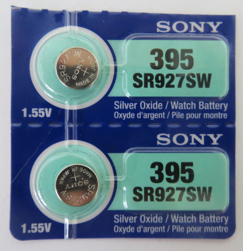 Sony Murata 395/399 - SR927 Silver Oxide Button Battery 1.55V - 2 Pack FREE SHIPPING