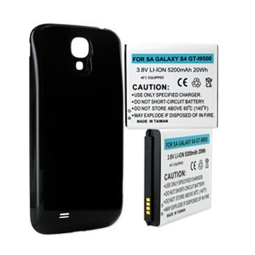 BBW SAMSUNG GALAXY S4 5.2Ah EXTENDED NFC BATTERY WITH BLACK COVER FREE SHIPPING