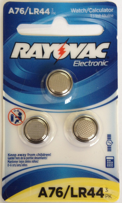 Rayovac A76 / LR44 - A76 Alkaline Button Battery 1.5V - 3 Pack on Retail Card FREE SHIPPING