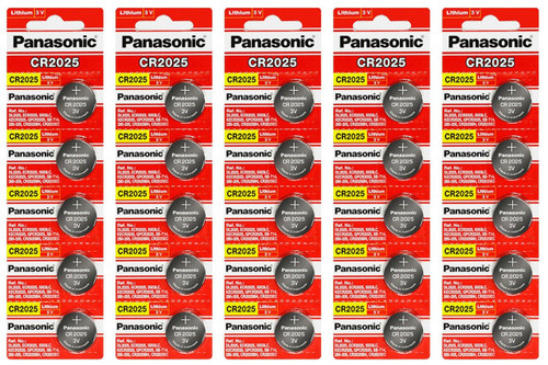 Panasonic CR2025 3V Lithium Coin Battery - 100 Pack FREE SHIPPING